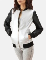Cole  Silver Leather Bomber Jacket