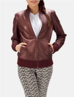 Reida Maroon Leather Bomber Jacket